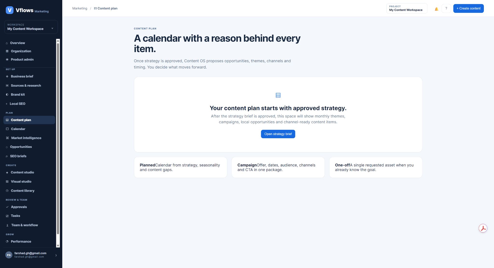 VFlows Marketing Content OS content plan
